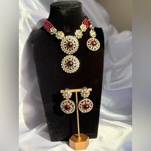 Elegant Gold and Red Jewelry Set